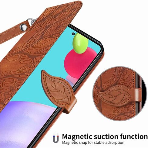 MEUPZZK Samsung Galaxy A52 Case, Samsung A52 5G / A52 4G / A52s 5G Wallet Case, Embossed Tree Premium PU Leather [Kickstand] [Card Slots] [Wrist Strap] [6.5 inch] Phone Cover for Samsung A52 (R-Blue) in Kuwait