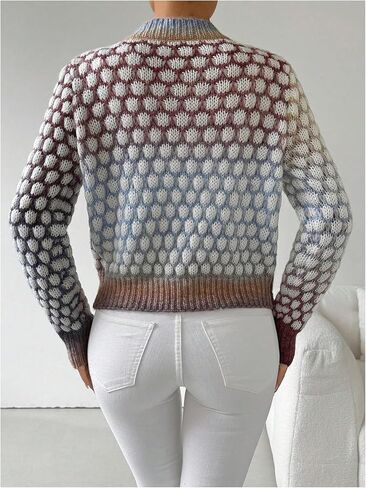 GORGLITTER Women's Button Down Color Block Cardigan Sweater Long Sleeve Casual Knit Outwear in Kuwait