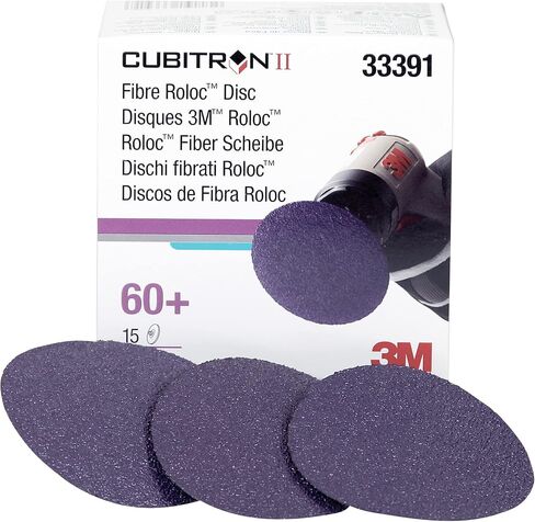 3M Cubitron II Roloc Fibre Disc, 786C, 33391, 3 in, 60+ Grit, 15 Pack, High Performance, Fast Cutting, Long Lasting | 15 Discs, Used for Automotive Grinding, Weld Blending, Deburring in Saudi Arabia