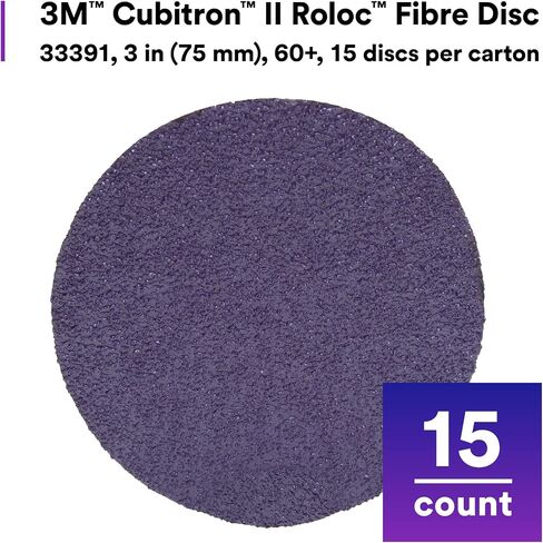 3M Cubitron II Roloc Fibre Disc, 786C, 33391, 3 in, 60+ Grit, 15 Pack, High Performance, Fast Cutting, Long Lasting | 15 Discs, Used for Automotive Grinding, Weld Blending, Deburring in Saudi Arabia