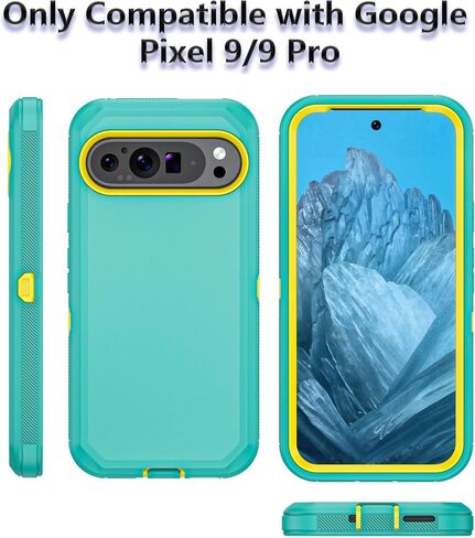 Phone Case for Google Pixel 9/9 Pro Case,Heavy Duty Hard Shockproof Armor Protector Case Cover with Belt Clip Holster for Google Pixel 9/9 Pro 2024 Phone Case (Black) in Kuwait