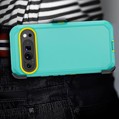 Phone Case for Google Pixel 9/9 Pro Case,Heavy Duty Hard Shockproof Armor Protector Case Cover with Belt Clip Holster for Google Pixel 9/9 Pro 2024 Phone Case (Black) in Kuwait