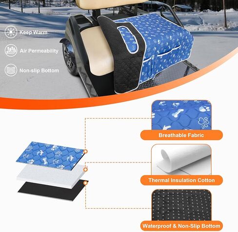 أغطية مقاعد عربة الجولف، بطانية منشفة عالمية لمقعد عربة الجولف مع 4 جيوب أمامية وقاعدة مضادة للانزلاق تناسب EZGO، Yamaha، Club Car والمزيد من عربات الجولف بمقعدين، رمادي in Kuwait