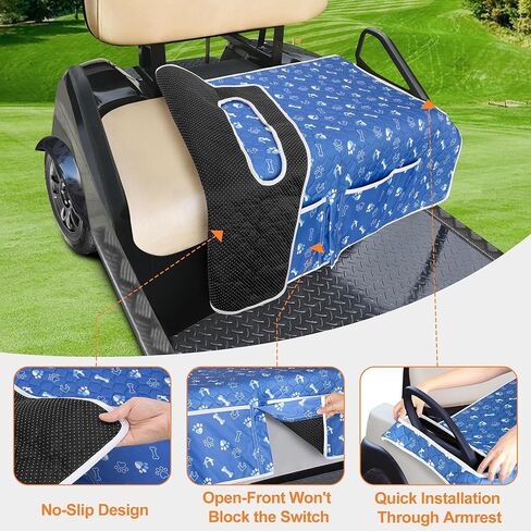 أغطية مقاعد عربة الجولف، بطانية منشفة عالمية لمقعد عربة الجولف مع 4 جيوب أمامية وقاعدة مضادة للانزلاق تناسب EZGO، Yamaha، Club Car والمزيد من عربات الجولف بمقعدين، رمادي in Kuwait