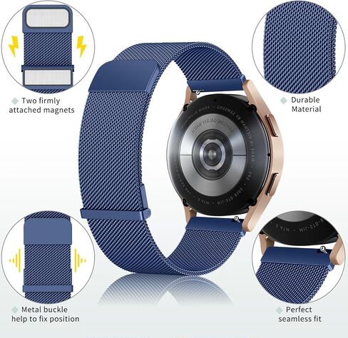 Amzpas Metal Bands for Samsung Galaxy Watch 4 Band 40mm 44mm, Galaxy Watch 4 Classic Bands 42mm 46mm Women Men, 20mm Stainless Steel Metal Replacement Strap for Samsung Watch 4 Bands in Saudi Arabia