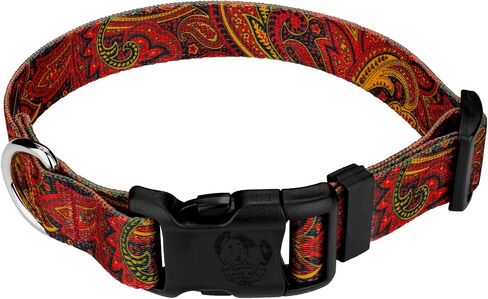 Country Brook Petz - Deluxe Blue Paisley Dog Collar - Made in The U.S.A - Paisley Collection Featuring Classy Designs (1 Inch, Medium) in Kuwait