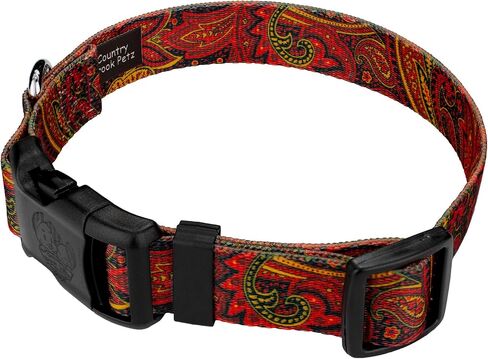 Country Brook Petz - Deluxe Blue Paisley Dog Collar - Made in The U.S.A - Paisley Collection Featuring Classy Designs (1 Inch, Medium) in Kuwait