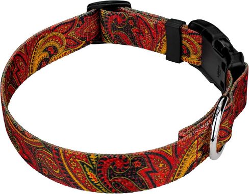 Country Brook Petz - Deluxe Blue Paisley Dog Collar - Made in The U.S.A - Paisley Collection Featuring Classy Designs (1 Inch, Medium) in Kuwait