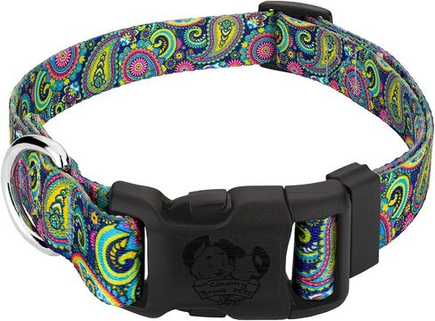 Country Brook Petz - Deluxe Blue Paisley Dog Collar - Made in The U.S.A - Paisley Collection Featuring Classy Designs (1 Inch, Medium) in Kuwait