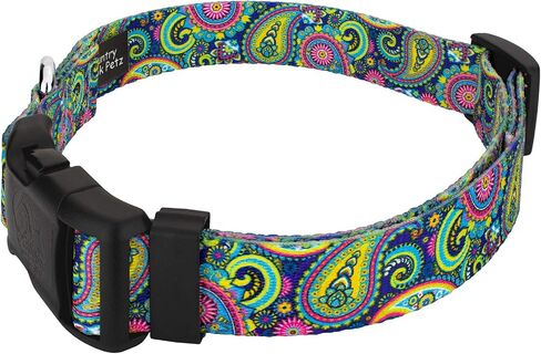 Country Brook Petz - Deluxe Blue Paisley Dog Collar - Made in The U.S.A - Paisley Collection Featuring Classy Designs (1 Inch, Medium) in Kuwait