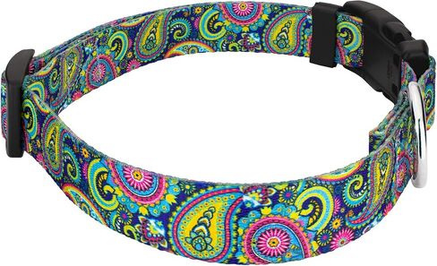 Country Brook Petz - Deluxe Blue Paisley Dog Collar - Made in The U.S.A - Paisley Collection Featuring Classy Designs (1 Inch, Medium) in Kuwait