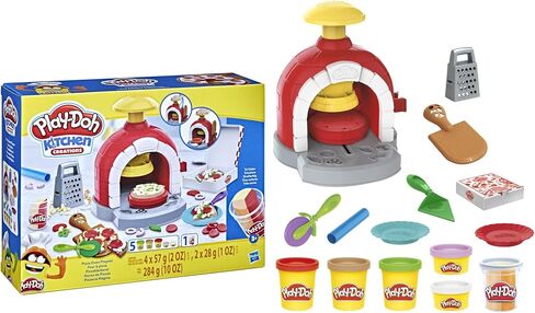 Play-Doh Kitchen Creations Pizza Oven Playset, Play Food Toy for Kids 3 Years and Up, 6 Cans of Modeling Compound, 8 Accessories, Non-Toxic in Saudi Arabia