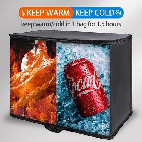 Bodaon Insulated Reusable Grocery Bags with Hard Bottom, X-Large Freezer Cooler Bag with Zippered Top, Catering Shopping Bag for Food Delivery/Travel/Groceries, Thermal Bags for Cold and Hot Food in Saudi Arabia