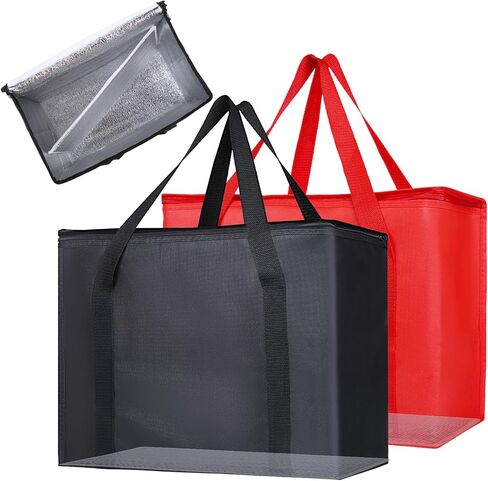Bodaon Insulated Reusable Grocery Bags with Hard Bottom, X-Large Freezer Cooler Bag with Zippered Top, Catering Shopping Bag for Food Delivery/Travel/Groceries, Thermal Bags for Cold and Hot Food in Saudi Arabia