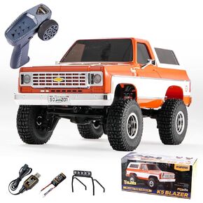 EAZYRC X FMS FCX24S 1/24 Chevy K5 S Blazer 1976s RC Rock Crawler 4x4 RTR Black, with Lisense RC Truck, 4WD 5Km+ 2-Speed Transmission,RC Car for Gift in Saudi Arabia