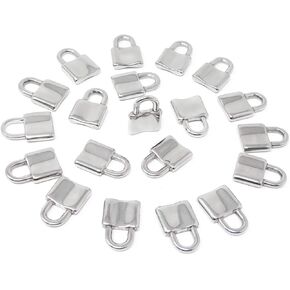 Honbay 20PCS Stainless Steel Silver Lock Pendants Charms for Necklace Bracelet Jewelry Keychain Making