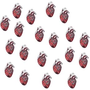 20 Pcs Heart Pendant Charm Alloy Pendant Bulk Jewelry Making Anatomical Organ DIY for Necklace Bracelet Earrings Keychain Jewelry Making and Crafting