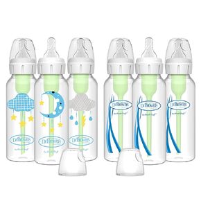 Dr. Brown’s Natural Flow® Anti-Colic Options+™ Narrow Baby Bottles 8 oz/250 mL, with Level 1 Slow Flow Nipple, 6 Pack, 0m+ Moon/Clouds Gift Set in Kuwait