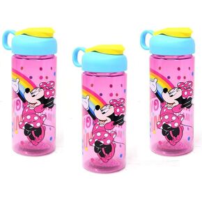 Zak Designs, Inc [3 Pack] Disney Minnie Mouse 16.5oz Kids Sullivan Sports Water Bottle, BPA free, PinkBlueYellow MMPUT071