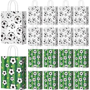 Fainne 30 Pcs Soccer Party Favors Bags Soccer Goodies Bags Print Paper Treat Themed Birthday Party Supplies for Snack Candy Gift Decorations Giving