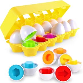 Matching Egg Set - Toddler Toys - Toddler Games-Educational Color & Shapes & Fine Motor Skills Learning Toy Toddler boy Girl Toys Easter Eggs Gift Ages 3 Years Old & up (12 Eggs)