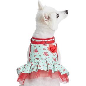 Blueberry Pet Soft & Comfy Spring Scent Inspired Floral No Pull Mesh Puppy Dog Costume Harness Dress, Rose Baby Pink, Chest Girth 14"-16", X-Small, Adjustable Harnesses for Dogs