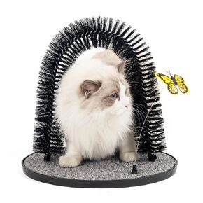 Pet Prime Cat Arch Self Groomer for Indoor Cats Back Scratcher Cat Grooming Massage Brush with Sturdy Cat Scratching Pad Durable Brusher Butterfly Toy
