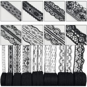 80 Yards Baby Pink Lace Trim Ribbon,8 Rolls Crochet Sewing Assorted Patterns Vintage Floral Lace Ribbons for Sewing DIY,Gift Wrap,Scrapbooking, Bridal Shower Wedding Decor, 10 Yards Each Roll