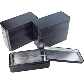 7 Pieces Rectangular Metal Empty Tins Containers Basic Necessities Home Storage Organizer Mini Box Set, 5.9 x 2.75 x 1.57 inches (Black) in Kuwait