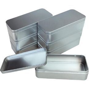 7 Pieces Rectangular Metal Empty Tins Containers Basic Necessities Home Storage Organizer Mini Box Set, 5.9 x 2.75 x 1.57 inches (Black)