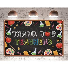 Pudodo Thank You Teachers Backdrop Banner Teacher Appreciation Week Party Classroom Photography Background Wall Hanging Decoration