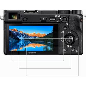 A6300 Screen Protector, Fit for Sony Alpha A6600 A6400 A6000 A5000 A6300 NEX-7 NEX-3N NEX-5 NEX-6L (3 Packs), 0.3mm 9H Hardness Tempered Glass Flim Anti-Scratch Anti-Fingerprint