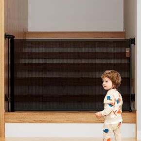 Extra Wide Retractable Baby Gate for Doorway, 33 Inch High Dog Gate for Stair (118" Wide, Black)