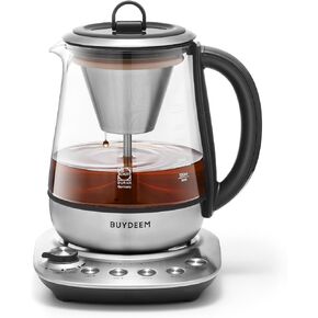 BUYDEEM K1763 Hot Tea Maker, Electric Smart Kettle Coffee Brewer for Tea and Coffee Brewing, Auto Keep Warm,German Schott Glass