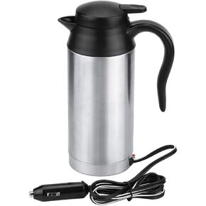 Acouto 12V 750ml Travel Heating Cup, Car Portable Stainless Steel Electric Heated Thermos Cup Coffee Tea Boiling Mug Kettle in Kuwait