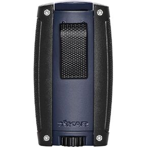 Xikar Turismo Double Jet Flame Cigar Lighter, Attractive Gift Box, Pocket-Friendly, Protective Flip-Lid, Over-Sized Fuel Tank, Matte Blue
