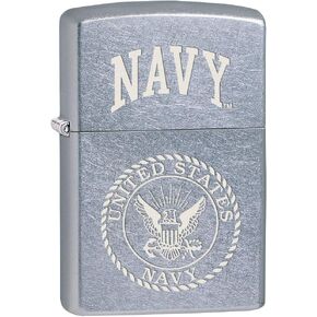 Zippo Lighter: Engraved U.S. Navy Logo - Street Chrome 80382