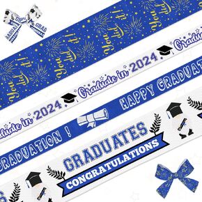 Hying 4 PCS 2024 Graduation Ribbons, 1" and 3/8" Width Graduation Grosgrain Ribbons Metallic Class of 2024 Ribbon Red Congrats Grad Craft Ribbons for Gift Wrapping Graduation Party Decor Supplies