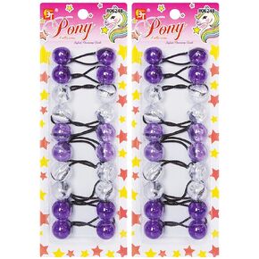20 Pcs Hair Ties 20mm Ball Bubble Ponytail Holders Colorful Clear Assorted Elastic Accessories for Kids Children Girls Women All Ages (Black/White/Clear/Red Assorted)