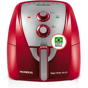 MONDIAL Air Fryer - 8.6 Quart Extra-Large Air Fryer, 2 Simple Dial Controls, 1800 Watts - Quick Heat Circulation Technology, Low Fat Cooking Less Calories - Removable Squared Basket - Black