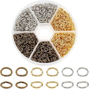 PH PandaHall About 2550 Pcs Iron Oval Open Jump Rings Chainmail Link 5.5x4mm Wire 21-Gauge for Jewelry Findings 3 Colors