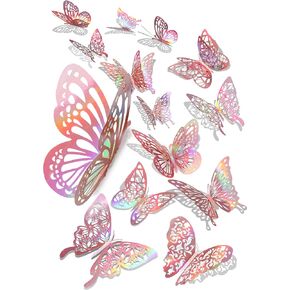 60 Pcs 3D Iridescent Gold Butterfly Decorations,Sequined Gold Room Decor with Set 5 Style Decorative Paper Butterfly for Party Birthday Baby Shower Decorations Wedding Decor DIY Gift( (Sequined Gold)