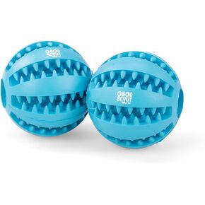 Good Scout Small Rubber Dental Ball Dog Toy for Chewing, Best Dog Toy for Fetch, Chew Toy for Puppies & Adult Dogs, Dog Toy for Medium & Large Dogs with Rubber Teeth & Treat Storage, 1.95-Inch(2-Pack)