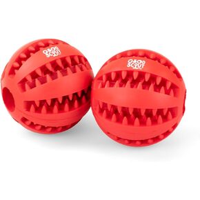 Good Scout Small Rubber Dental Ball Dog Toy for Chewing, Best Dog Toy for Fetch, Chew Toy for Puppies & Adult Dogs, Dog Toy for Medium & Large Dogs with Rubber Teeth & Treat Storage, 1.95-Inch(2-Pack)