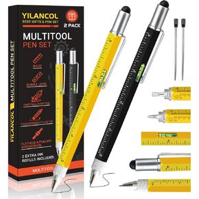 2 PCS Multitool Pen YILANCOL Unique Gifts for Men, Fun Gifts for Christmas, Gifts for Dad, Him, Husband, Grandpa, Christmas Stocking Stuffers Gifts for Adults, Cool Tools Gadgets for Men