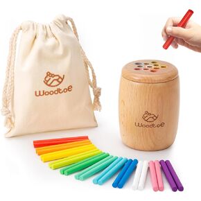 Wooden Montessori Sticks Toys for Kids, 11 Colors Toddler Learning Toys for 1-3 Year Old, Natural Wood Educational Sorting Toy, Sensory Toys Travel Game Gift for Boys Girls Aged 1+