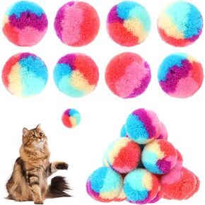 KALIONE 30 Pcs Soft Plush Cat Ball 1.2-inch Rainbow Cat Toy Balls Fuzzy Kitty Balls Kitten Puff Balls Colorful Cat Pom Pom Balls for Cat Kitten Pet Playing Exercising