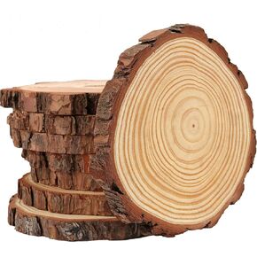 HOZEON 8 PCS 8-9 Inches Natural Wood Slices, Smooth Rustic Unfinished Wood Slices, Wood Slices for Crafts, Arts, Wedding Decoration, Christmas, Ornaments, DIY Crafts