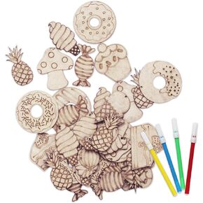 65PCS Unfinished Wood Shapes Cutouts for Kids - Wooden Painting Bulk Crafts for Kids to Paint for Home Decoration DIY Crafts