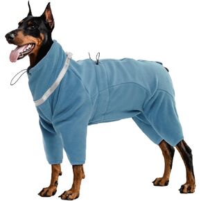 معطف للكلاب، معاطف دافئة للكلاب المتوسطة، سترة للكلاب من الصوف القطبي مقاومة للرياح، سترة شتوية للطقس البارد، بلوفر من الصوف، بدلة قطعة واحدة، سترة للكلاب 4 أرجل مع حزام تثبيت باللون الأخضر M in Kuwait